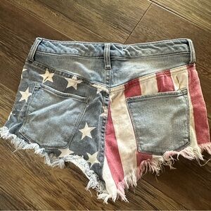 Mossimo high rise American Flag shorts distressed denim jeans women's 4 27